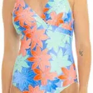 Eddie Bauer braided strap floral One Piece Swimsuit NEW with tags Size Medium